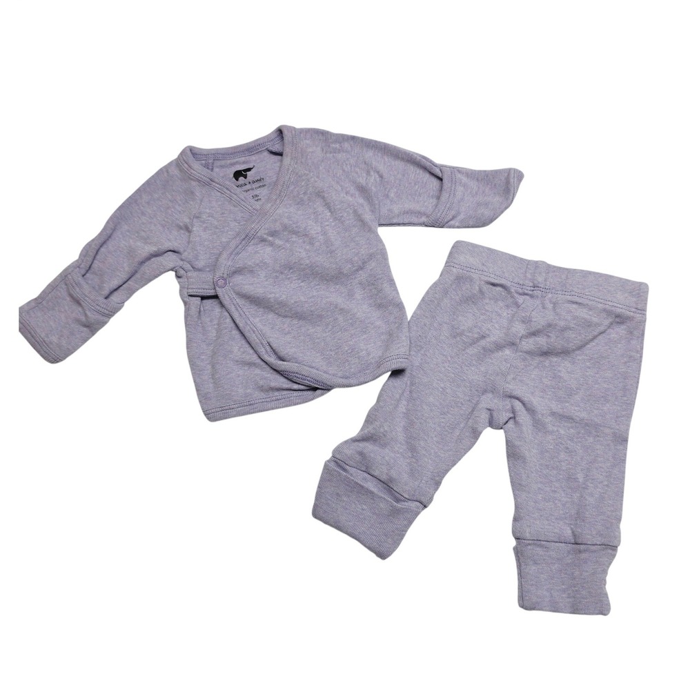 Monica + Andy Kimono Set Kids Up to 5lb Purple Organic Cotton Wrap Top Pants